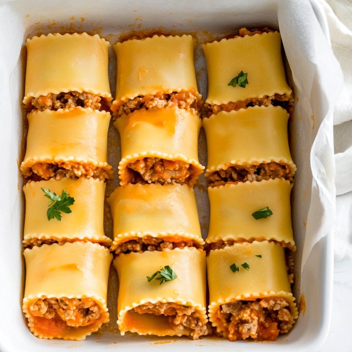 "Preparation scene showing cooked ground meat in a pan, a bowl of ricotta cheese, cooked lasagna noodles, fresh spinach, and an egg on a wooden table."