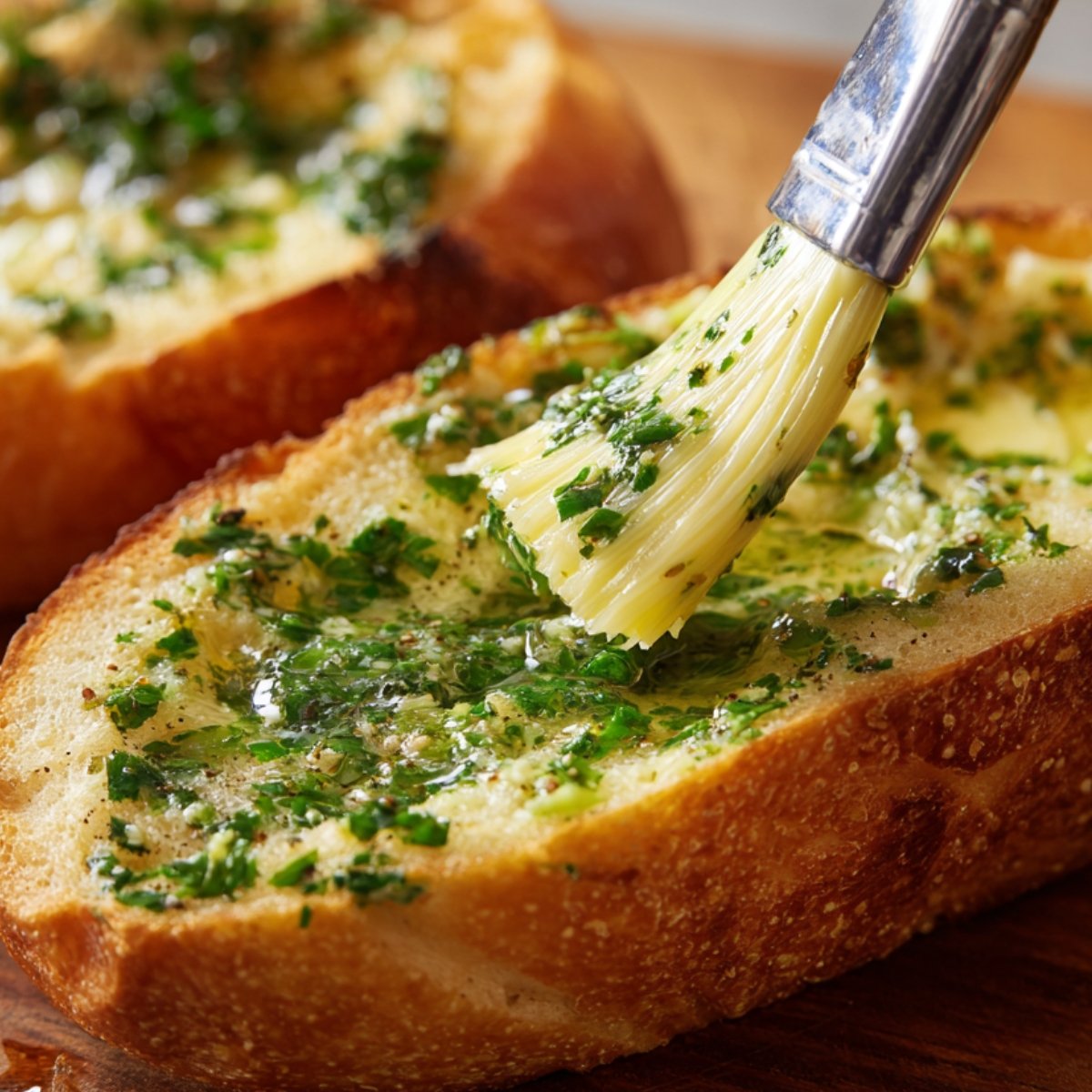 The process of making spaghetti stuffed garlic bread, showing ingredients and preparation steps.