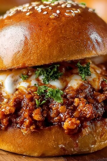 A delicious and freshly prepared Sloppy Joe Recipe sandwich made with a savory filling of seasoned ground beef in a soft sesame seed bun.